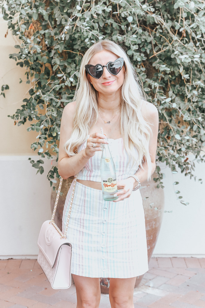 SOLEDAD BLUE DENIM STRIPED TWO-PIECE SET